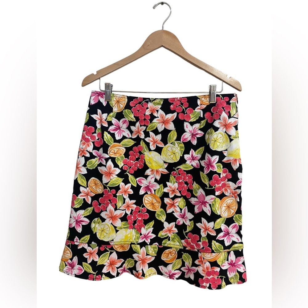 Briggs New York Skirt Fruit Floral Print Women’s Size 14 Colorful